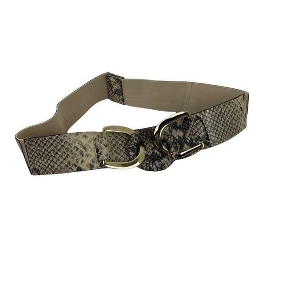 Michael Kors Snake Embossed Genuine Leather Belt Tan Gold Size M/L Style 555115 main image 6